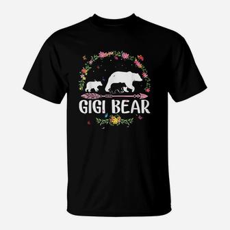 Gigi Bear Flowers Matching Family Bear Mothers Day T-Shirt - Seseable