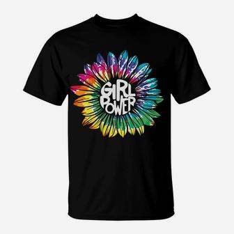 Girl Power Tie Dye Sunflower Hippie Peace T-Shirt - Seseable