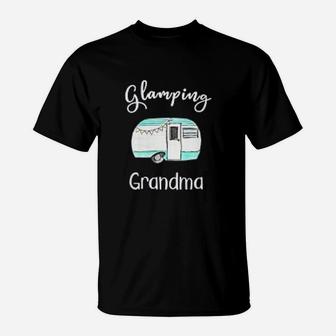 Glamping Grandma Rv Camping Grandma Vintage Camper Camping Lovers T-Shirt - Seseable