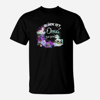 Glück Ist Oma Zu Sein T-Shirt, Damen Tee mit Blumen- und Schwanenmotiv - Seseable