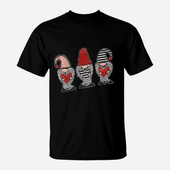 Gnomes Love Heart Women Valentines Day Heart Graphic T-Shirt - Seseable