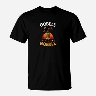 Gobble Gobble Cute Turkey Day Family Thankful T-Shirt - Seseable