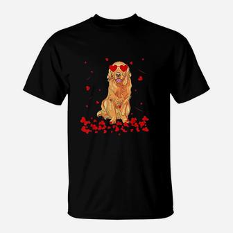 Golden Retriever Heart Valentines Day Gift Dog Dad Dog Mom T-Shirt - Seseable