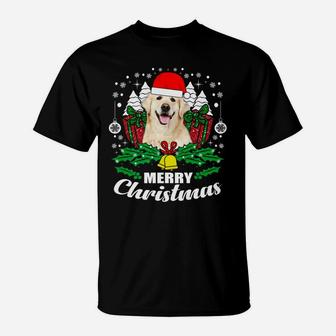 Golden Retriever Merry Christmas Dog Lover Gift T-Shirt - Seseable