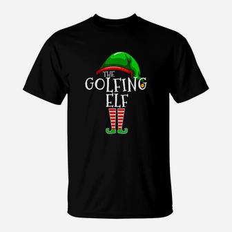 Golfing Elf Family Matching Group Christmas Golf Dad T-Shirt - Seseable