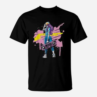 Graffiti Boombox Girl Hip Hop T-Shirt | Seseable UK
