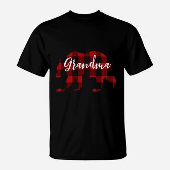 Grandma Bear Grandma Christmas Plaid T-Shirt - Seseable