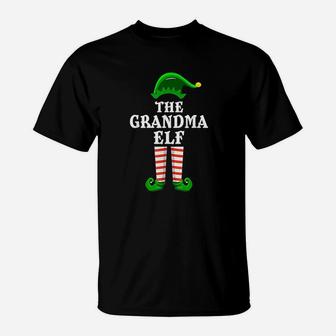 Grandma Elf Family Group Matching Christmas Party Pajama T-Shirt - Seseable