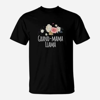Grandmama Llama Funny Mom Gift Floral T-Shirt | Seseable UK