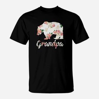 Grandpa Bear Floral Family Christmas Matching Gift T-Shirt - Seseable