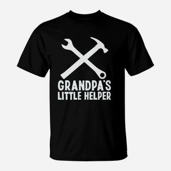 Grandpas Little Helper Funny Soon To Be Grandfather T-Shirt - Seseable