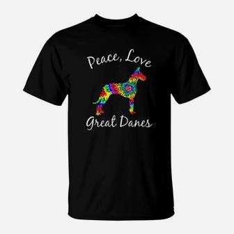 Great Dane Mom Fun Dog Mom Gift Peace Love Great Dane T-Shirt - Seseable
