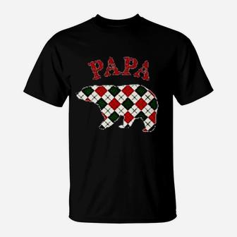 Green Red Cream Papa Bear, best christmas gifts for dad T-Shirt - Seseable