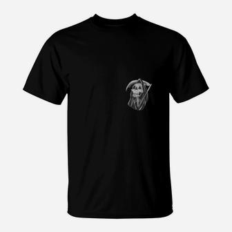 Grim Reaper Schwarz T-Shirt, Grafikdruck Tee für Gothic Style - Seseable