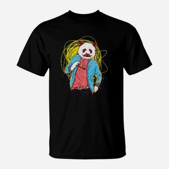 Gruseliges Clown-Design Herren T-Shirt in Schwarz, Halloween-Stil - Seseable