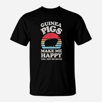 Guinea Pigs Make Me Happy Funny Guinea Pig Retro Vintage T-Shirt - Seseable