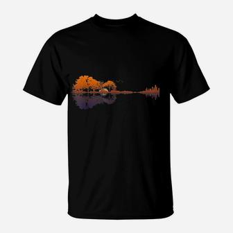 Guitar Lake Reflections Music And Guitar Lover Guitar T-Shirt - Seseable