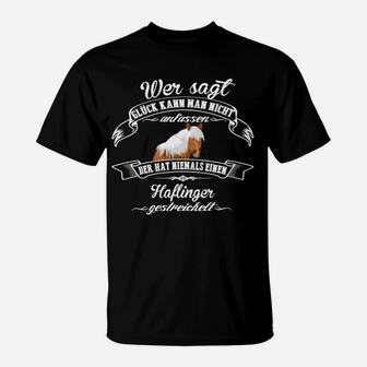 Haflinger Pferde-Liebhaber T-Shirt: Glück durch Streicheln - Seseable