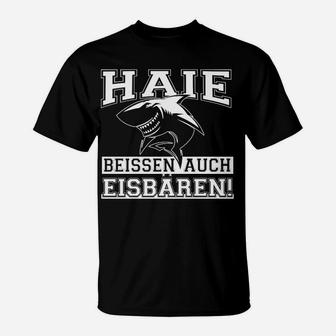 Haifisch Motiv T-Shirt für Sportfans, Schwarzes Tee mit Spruch - Seseable