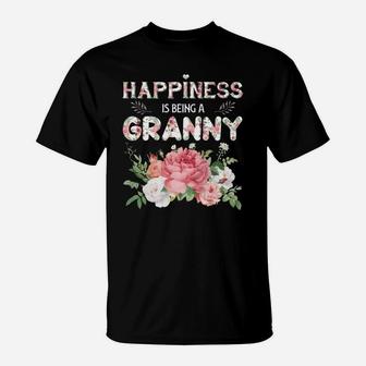 Happiness Is Being A Granny Vintage Floral Gift For Grandma T-Shirt - Seseable