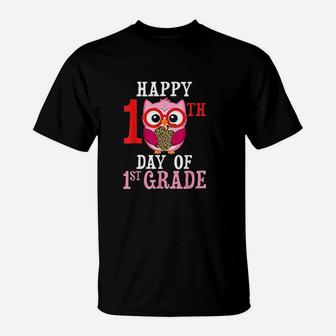 Happy 100th Day Of First Grade Owl Cute Teacher Student Girl T-Shirt - Seseable