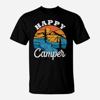 Happy Camper Sunset Camping Day I Love Camping T-Shirt - Seseable