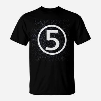 Happy Family Fifth Birthday Modern Circle Number Five T-Shirt - Seseable