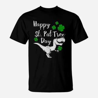 Happy St Pat Trex Day Dinosaur St Patrick's Day T-Shirt - Seseable