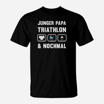 Herren Junger Papa Triathlon Geschenk Werdender Papa T-Shirt - Seseable