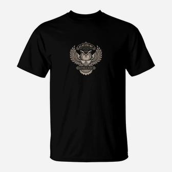 Herren Schwarzes T-Shirt mit Adler-Emblem, Stilvolles Grafikshirt - Seseable