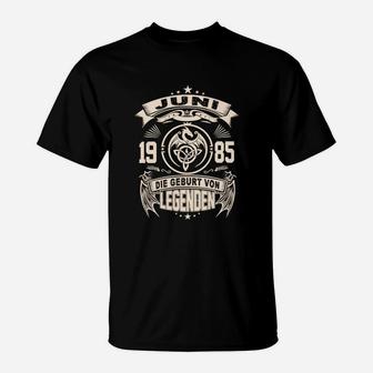 Herren T-Shirt 19. Juni 1985, Geburt von Legenden Design, Schwarzes Shirt - Seseable