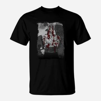 Herren T-Shirt Abstrakte Kunst in Rot und Grau, Stilvolles Design - Seseable