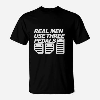 Herren T-Shirt Echte Männer nutzen Drei Pedale, Autofahrer Design - Seseable