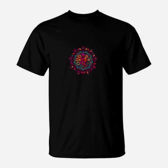 Herren T-Shirt mit Mandala-Design in Schwarz, Ästhetisches Print-Shirt - Seseable