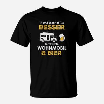 Herren T-Shirt mit Motiv Leben ist besser mit Wohnmobil & Bier, Camping-Shirt - Seseable