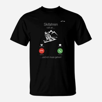 Herren T-Shirt Skiabenteuer Anrufabweisung – Lustiges Design für Skifahrer - Seseable