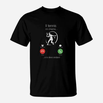 Herren Tennis T-Shirt mit Italienischem Slogan, Sportmotiv Tee - Seseable