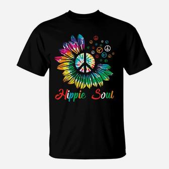Hippie Soul Tie Dye Sunflower Peace Sign T-Shirt - Seseable