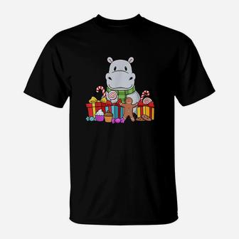 Hippopotamus Gifts Kids Christmas Hippo Women Hippo T-Shirt - Seseable