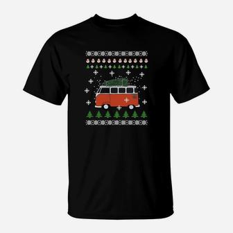 Hipster-Van Weihnachtsedition T-Shirt, Ugly-Sweater-Look - Seseable