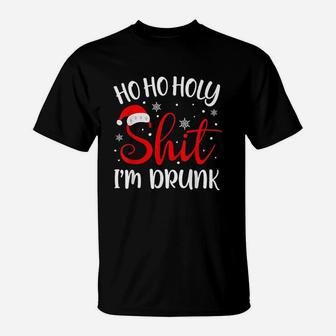 Ho Ho Holy I Am Drunk Xmas Christmas Funny Drinker T-Shirt - Seseable