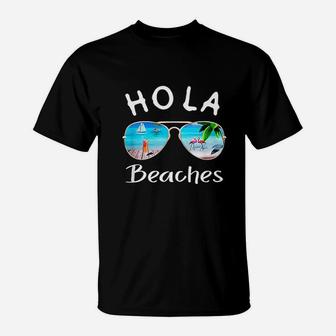 Hola Beaches Summer Sunglasses Flamingo Beach Ocean T-Shirt - Seseable