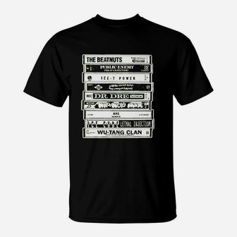 Hood Ornaments Hip Hop Artists Cassettes Old School Rap T-Shirt | Seseable UK