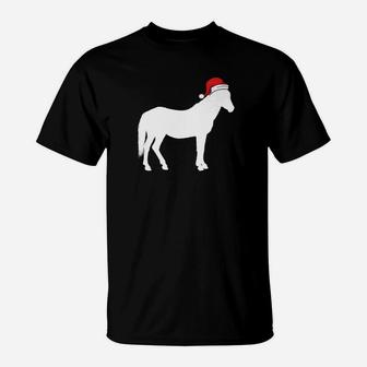 Horse In Santa Hat Christmas Pajama T-Shirt - Seseable