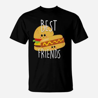 Hot Dog And Burger Matching Best Friend Bestie Bff T-Shirt | Seseable UK