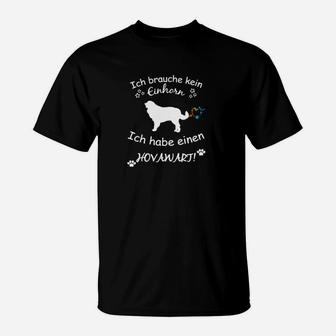 Hovawart T-Shirt Ich brauche kein Einhorn mit Hunde-Silhouette, Schwarz - Seseable