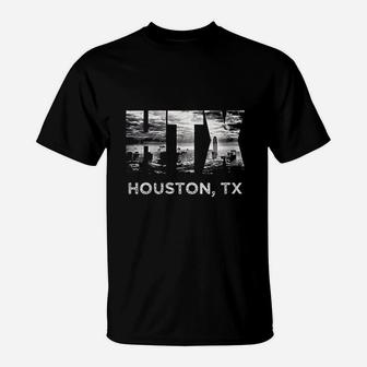 Htx City Of Houston Skyline Art Downtown Texas Souvenir Gift T-Shirt - Seseable