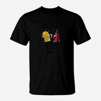 Humorvolles Bier und Wein Liebhaber T-Shirt, Lustiges Trink-Shirt - Seseable