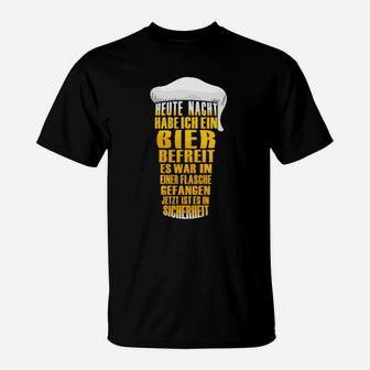 Humorvolles Bierfreunde T-Shirt Bier befreit Spruch, Schwarz - Seseable