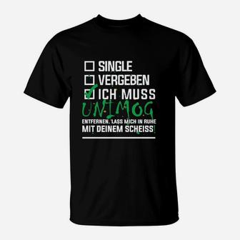 Humorvolles T-Shirt Uni:Mog Entfernen in Schwarz, Lustiges Statement - Seseable